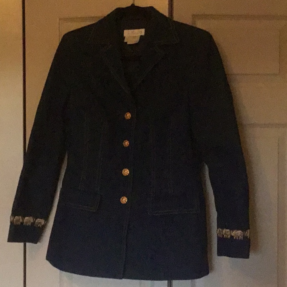 Jeans Dress, pants and jacket, with gold elephant